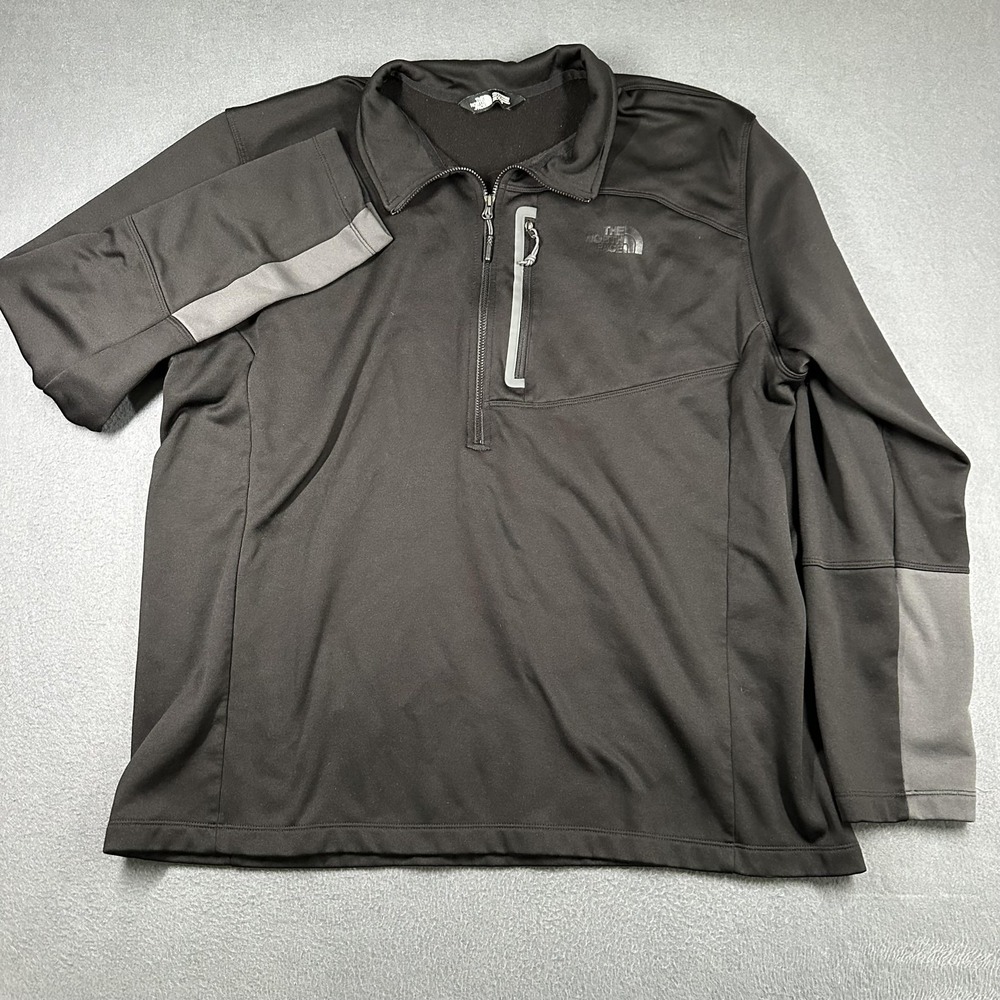 The North Face Pullover Mens 2XL Black 1/4 Zip Mock Neck Fleece Stretch CUGO